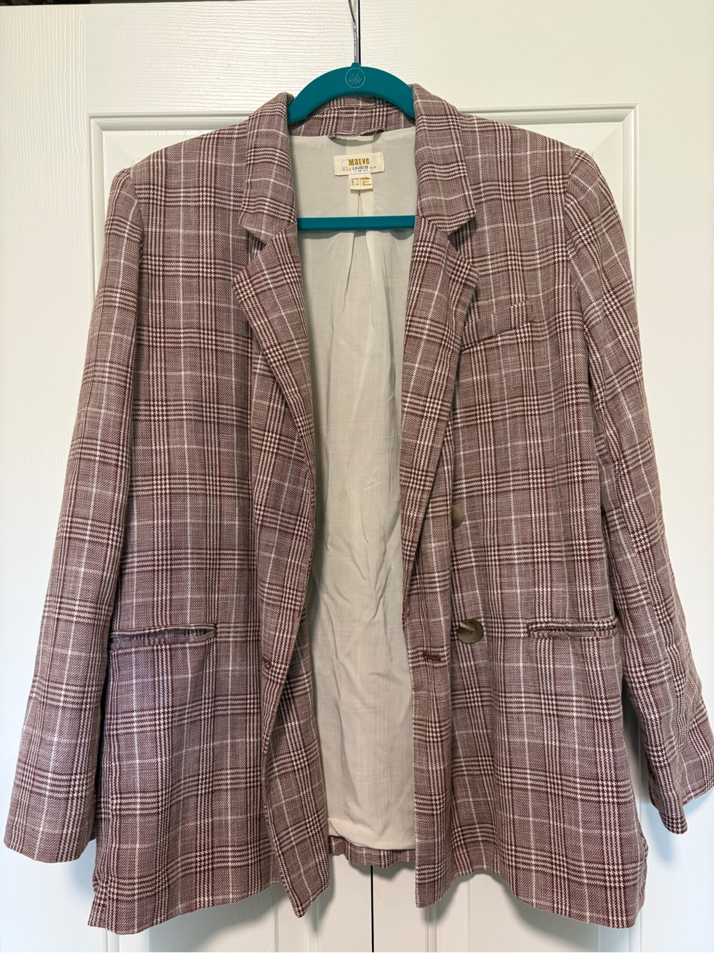 Maeve by Anthropologie Double Breasted Cotton Linen Blend Blazer